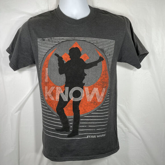 Disney Other - Disney Parks Men's Small Star Wars Han Solo 'I Know' Gray Graphic T Shirt